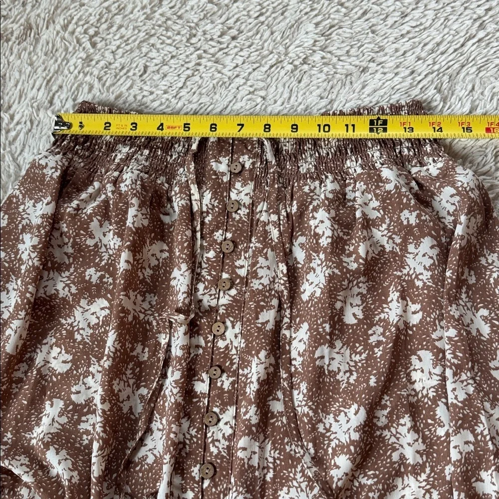 Promesa Floral Button-Front Ruffled Drawstring Maxi Skirt size small